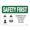 Signmission OSHA, 10" Height, Aluminum, 14" x 10", Landscape, Shower And Eyewash Do Not Block With Symbol OS-SF-A-1014-L-10976 - alternate 1